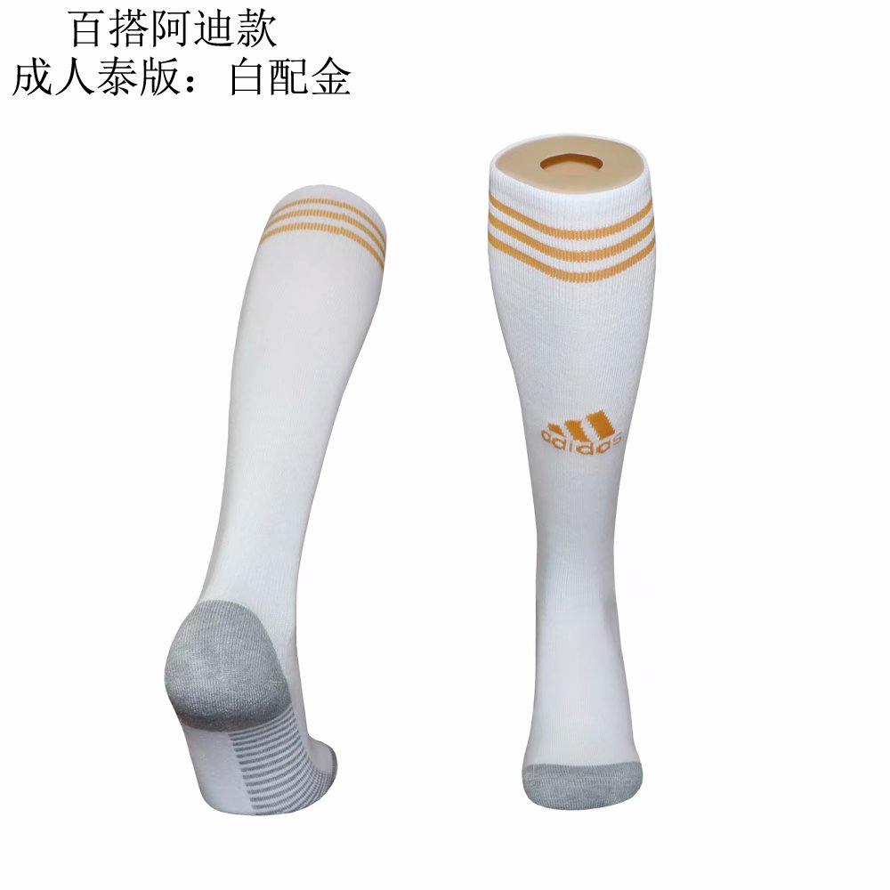 AAA Quality Adidas White With Gold Soccer Socks